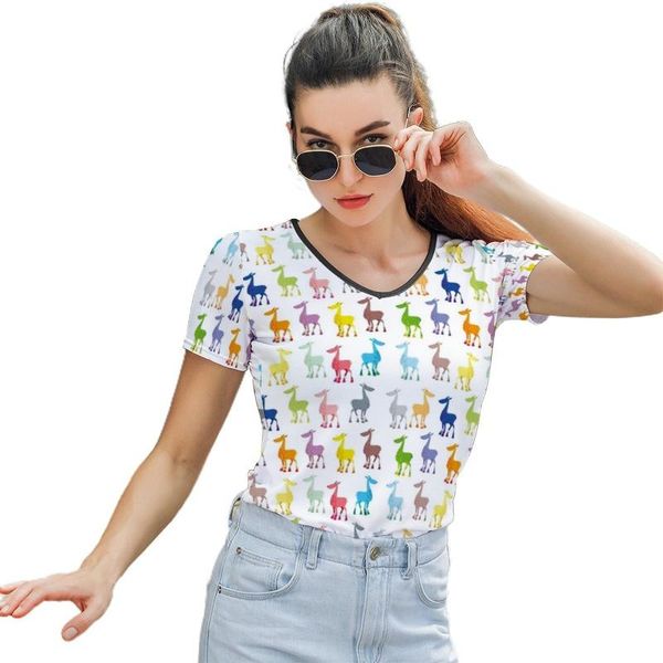 

animal t shirt printed lady funny t-shirt street fashion short sleeve o neck polyester tee women's, White