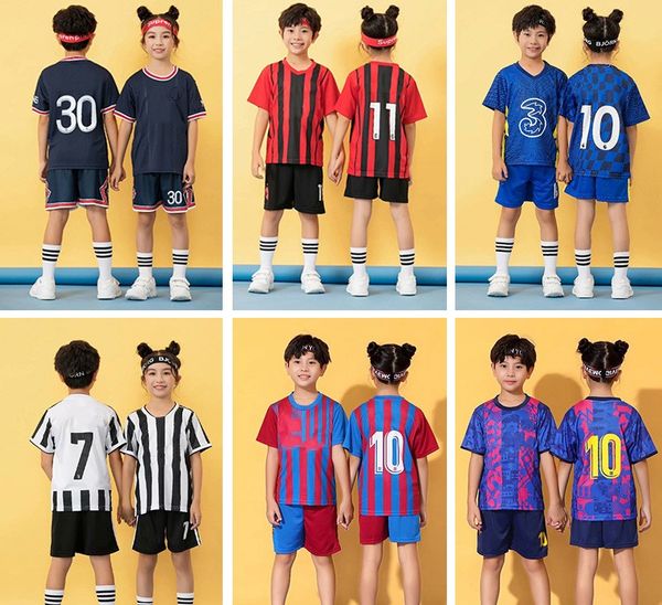 Kinder Jugend Fußballtrikots Uniformen Sportkleidung Kinder leere Fußball-Sets atmungsaktive Trainingsshorts-Sets für Jungen und Mädchen Sommeranzüge für Kinder