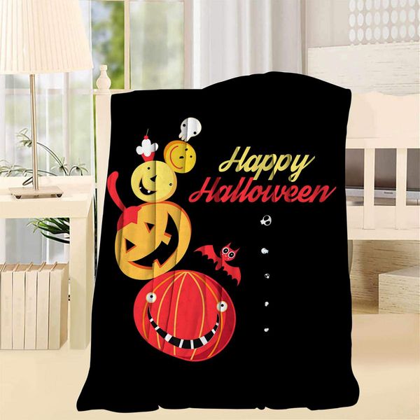 

halloween greetings pumpkins 3d print artwork blanket throw/twin breathable lightweight super soft microfiber blanket for couch