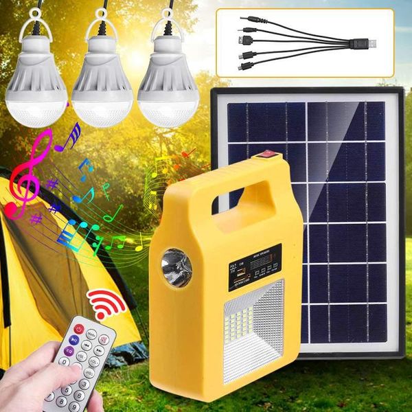 

portable lanterns 8000mah bluetooth solar panel 3led camping lamp usb searchlight inspect campsite flood light electric generator