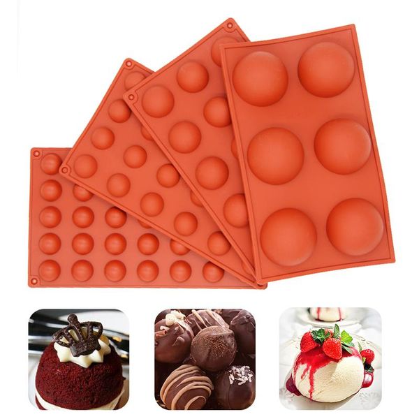

baking moulds round shape cake mold brown half ball sphere silicone for chocolate pastry dessert mould diy decorating