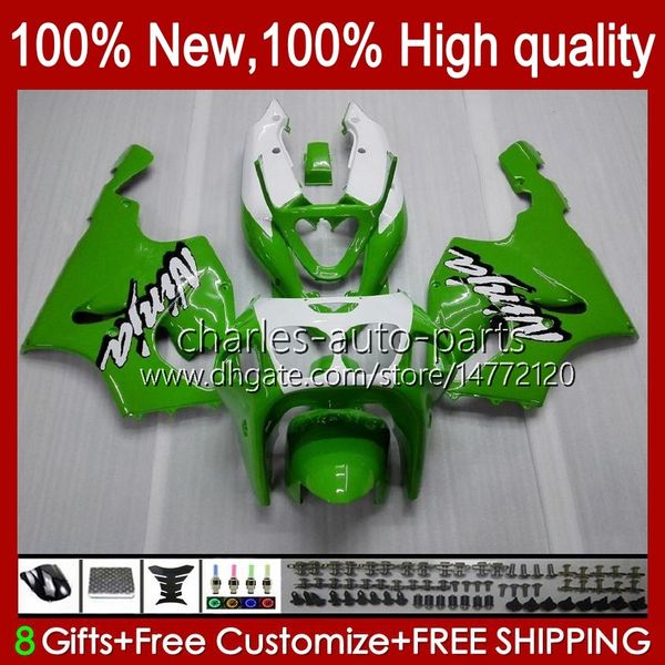 Corpo de carroçaria para Kawasaki Ninja ZX-750 ZX7R ZX750 ZX 7 R Green Branco Novo 96 97 98 99 2000 2001 2002 2003 28HC.16 ZX 7R ZX 750 ZX-7R 1996 1997 1998 1999 00 01 02 03 Fairing OEM