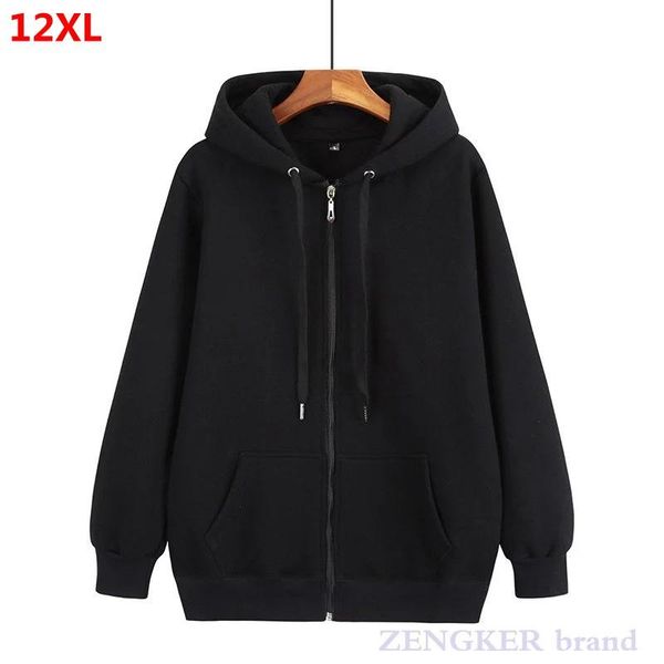 

men's hoodies & sweatshirts autumn zipper cardigan plus size hoodie jacket oversized mens sweatshirt men 9xl 10xl 8xl, Black