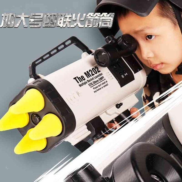 

quadruple rocket, soft bullet gun, quadruple missile launcher boy's game toy m202 simulation rpg large