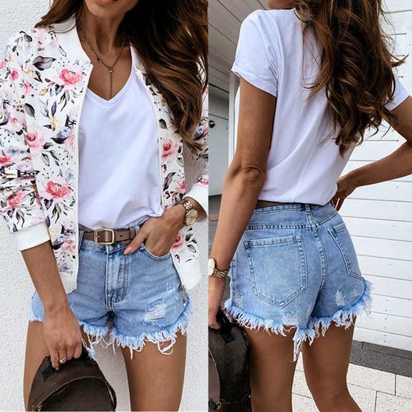 

hole summer fashion tassel women's high waist denim shorts pants, Blue