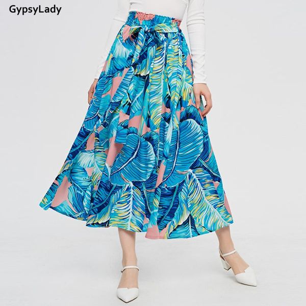 

skirts gypsylady casual chic floral skirt womenhigh waist boho print beach long hippie retro summer  2xl plus size, Black