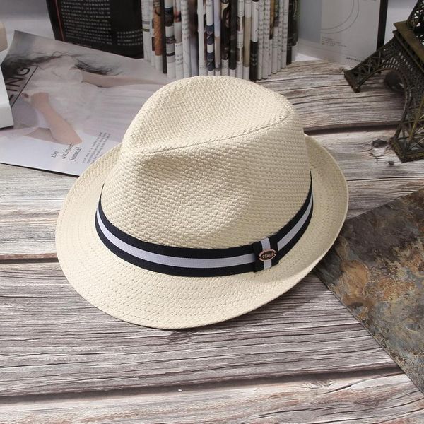 

fashion straw flat hat women summer beach brim cap with black white ribbon for holiday party paper wide hats, Blue;gray
