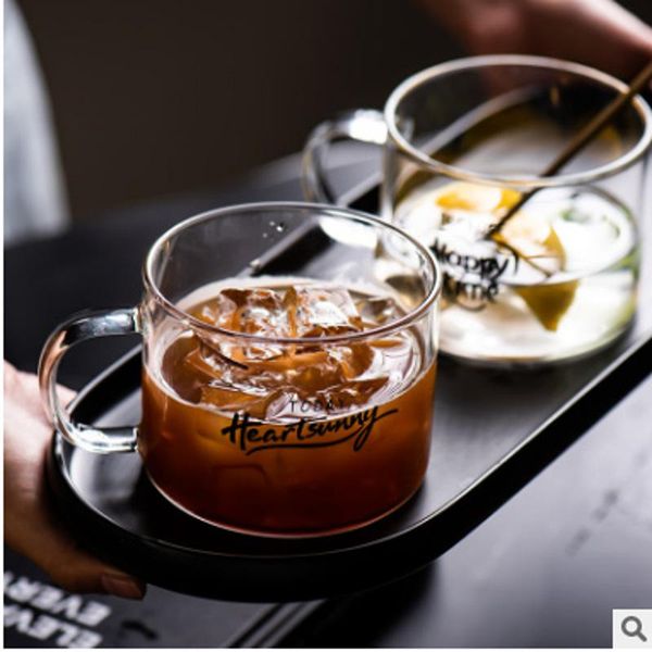 

heat-resistant high borosilicate glass oat milk breakfast cup large with yogurt pot-bellied coffee mugs wine glasses