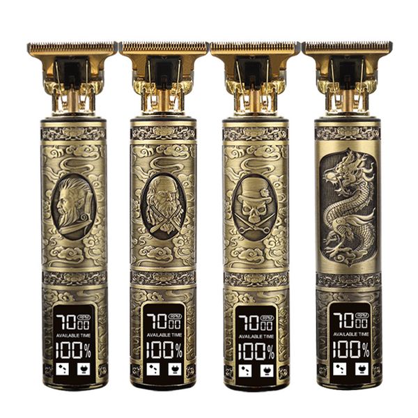 

barber hair trimmer t9 upgraded lcd screen rechargeable retro oil head professional engraving electric clippers 8 colors