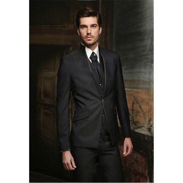 

men's suits & blazers custom-made 2021 groom black tuxedo mandarin lapel wedding dinner suits for male suit (jacket + pants vest), White;black