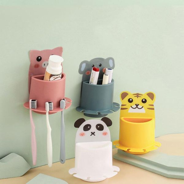 

bath accessory set cute various cartoon animal toothbrush holder toothpaste wall suction sucker bathroom accessories sets rack
