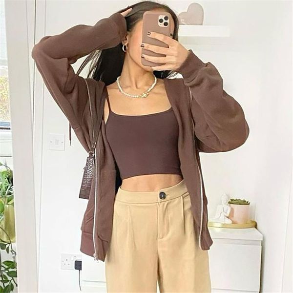 

women's hoodies & sweatshirts oversize women sweetshirts zip up hoodie thick hooded jacket 2021 winter fashion cotton coat vintage y2k, Black
