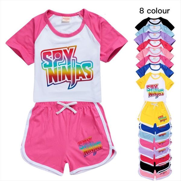 

spy ninja 100 170 s t shirt shorts casual sports suit kids boutique clothing wholesale baby girl set boys, White