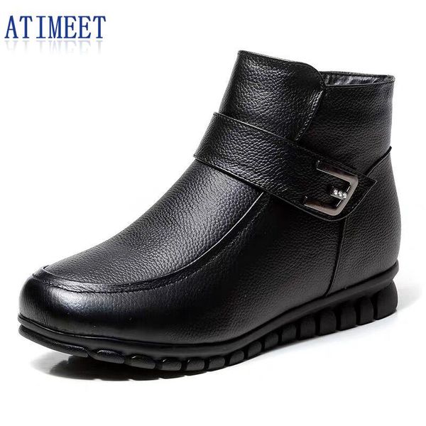 

boots women winter solid color patent leather shoes fashion female outside, Black