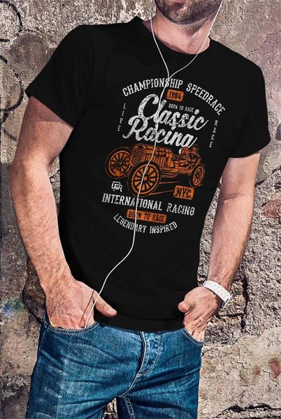 

men's t-shirts classic racing t-shirt retro racer car shirt race driver vintage tee sizes, White;black
