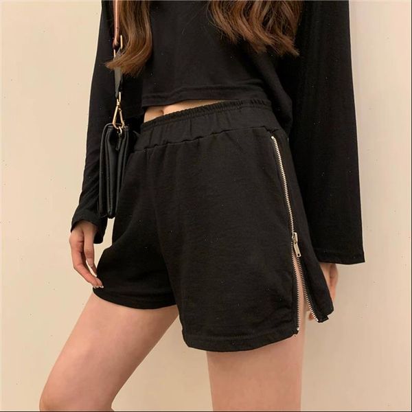

sports women short shorts female loose high waist casual wild wear a word wide leg zipper drop clothing harajuku girl, White;black