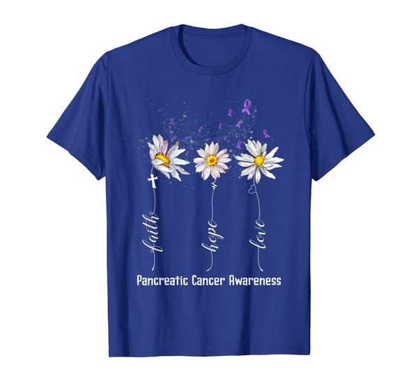 

faith hope love pancreatic cancer awareness shirt flower t-shirt, White;black