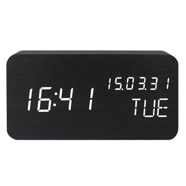 

other clocks & accessories white wood led alarm clock temperature humidity electronic desktable bedside wake up digital despertador