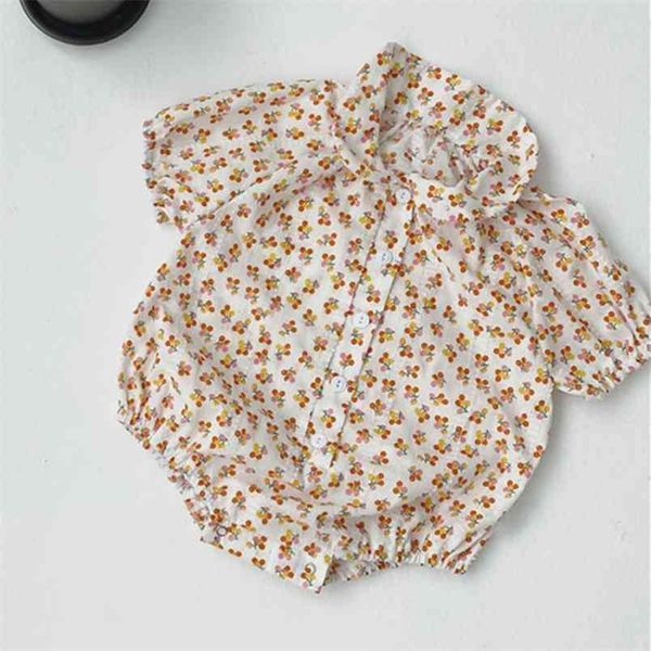 Sommer Koreanischen Stil Floral Dreieck Strampler Kleinkind Kleidung Baby Mädchen Bodysuit Für geborene 210528