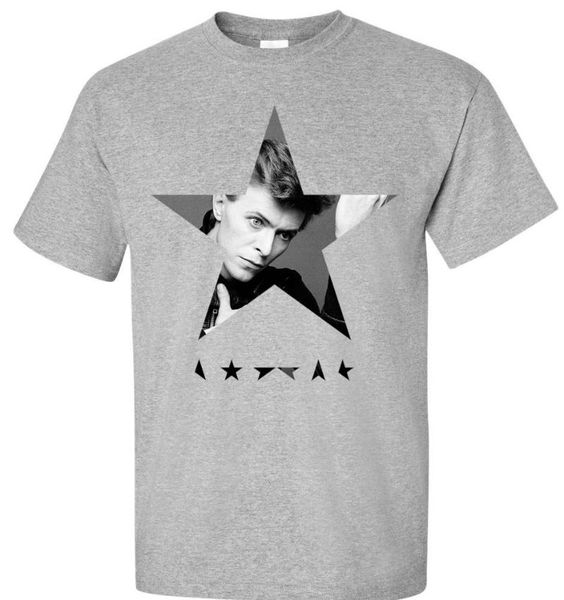 

men's t-shirts black star david bowie tribute grey crew neck short sleeve t-shirt printed t shirts, White;black