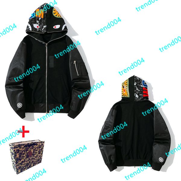 

apes men's hoodies & sweatshirts japanese shark ape head luminous camo star galaxy spots men and women couples with the same 100% cotto, Black
