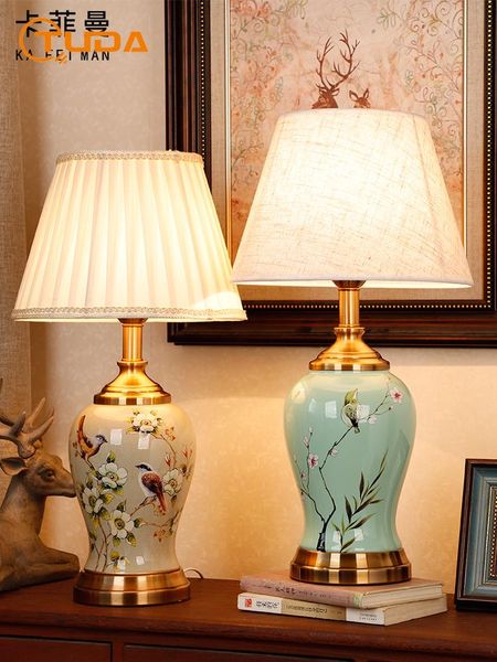 

table lamps chinese ceramic lamp for bedroom living room study desk decoration wedding romantic and cozy bedside e27