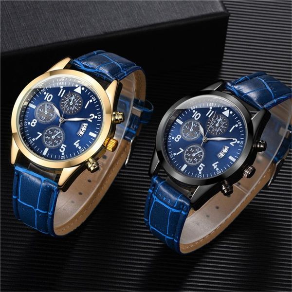 

wristwatches 2021 men watch leather with calendar function plus luminous mature business relogio, Slivery;brown