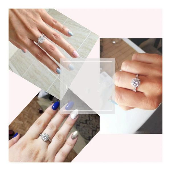 

wedding rings for women square four prong cubic zirconia silver plated couple gift girlfriend fashion jewelle, Slivery;golden