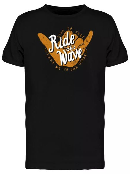 

Ride The Wave Shaka Hand Sign Tee Men's -Image by Shutterstock, White;black