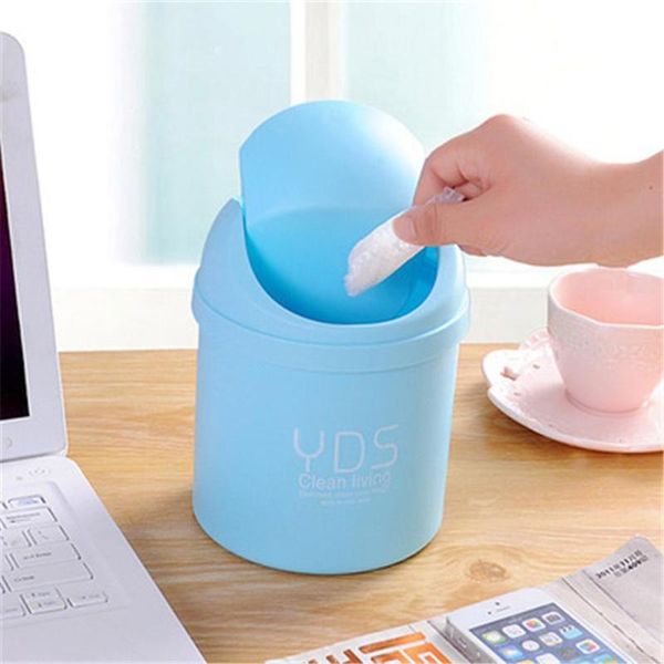 

waste bins mini bin deskstorage organizer home garbage basket table trash can swing with lid blue/purple/white/pink
