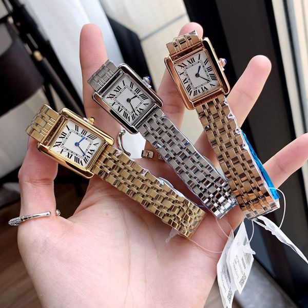 

fashion brand watches women girl rectangle arabic numerals dial style steel metal good quality wrist watch c64, Slivery;brown