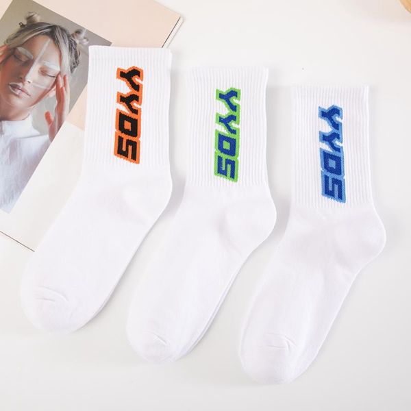 

men's socks korean style fashion funny men and women letter yyds with print basketball sports harajuku white, Black