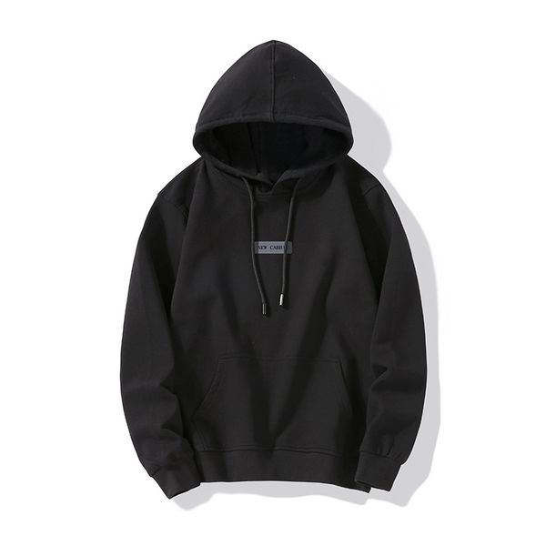 

20212020 new men's autumn simple loose hooded sweater youth fashion trend sleeve, Black