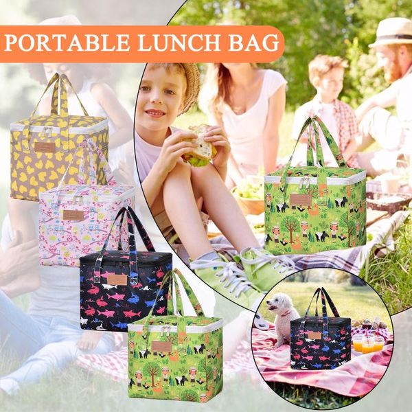 

storage bags fresh cooler thermal insulation lunch bag outdoor camping picnic tote food portable zipper oxford