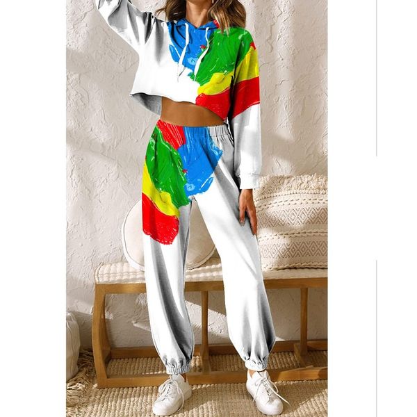 

black women's pants fall/winter women's sportswear thickened fleece cotton jacket 2-piece sweatshirt and pants hoodie set, White