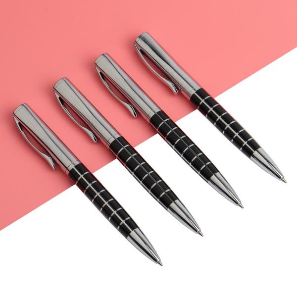 

ballpoint pens 4pcs/lot genkky rotating metal pen stainless steel ball bar oil commercial stationery writing 0.7mm, Blue;orange