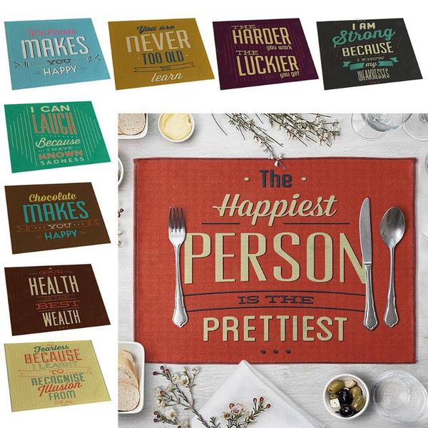 

2pcs 42x32cm stylish letter print heat insulation placemat cup tableware pad mat lunch american tablecloth nordic style mats & pads
