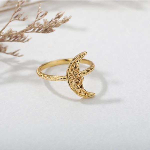 

wedding rings vintage moon for women fashion jewelry 2021 r eclipse crescent ring girlfriend gifts bague femme, Slivery;golden