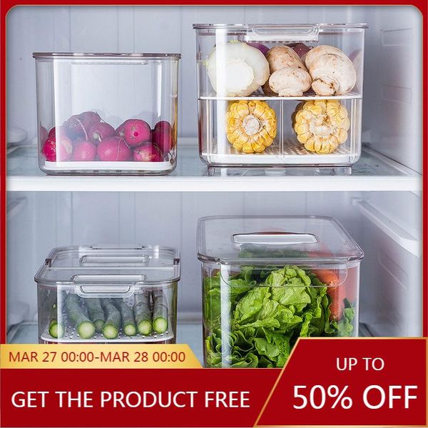 

storage bottles & jars pet refrigerator food containers with lid kitchen separate er seal bin for vegetable fruit fresh box organi