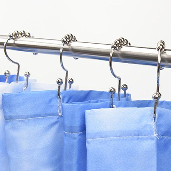 

10pcs metal shower curtain hooks rings rust proof sliding double for fbs889 & rails