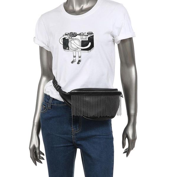 

women candy color fanny pack summer style tassel bag flock chest waist belt bags