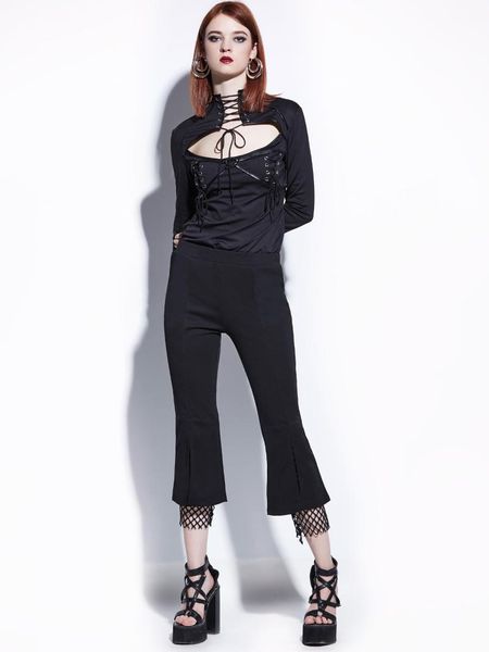 

women's pants & capris slim ankle length mesh patchwork bottoms, Black;white