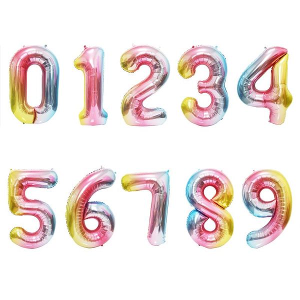 

party decoration big 40 inch rainbow foil birthday balloons number balloon 0-9 happy wedding decorations christmas