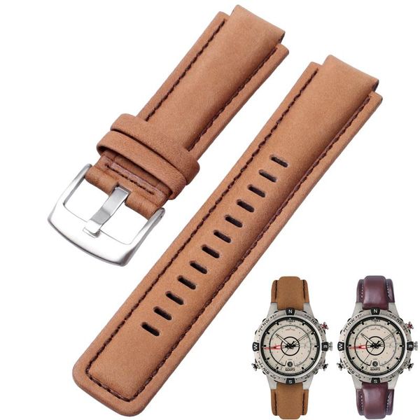 

watch bands genuine calf hide leather strap band for t2n720 t2n721 tw2t76300 bulge width 16mm men's wrist bracelet, Black;brown