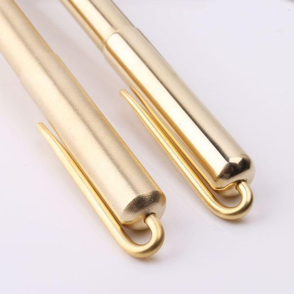 

retro gold brass black ink ballpoint pen handmade with clip office school supplies stationery t8db pens, Blue;orange