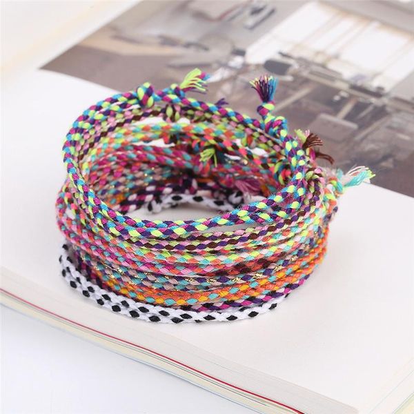 

2pcs/set handmade woven colorful cotton rope string bracelet for men women friendship tassel thread bracelets & bangles link, chain, Black
