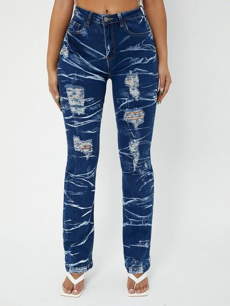 

sxy high waisted ripped jeans v7kq#, Blue