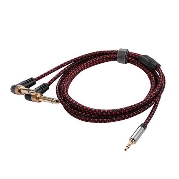 

degree 3.5mm to dual 6.5mm adapter jack audio cable right angle y splitter aux cord for speaker 2m cables & connectors