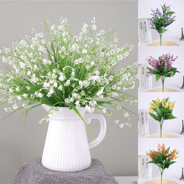 

branch artificial flower realistic lily of the valley fake bellflower for wedding party home garden decor flowers bouquet decorative & wreat