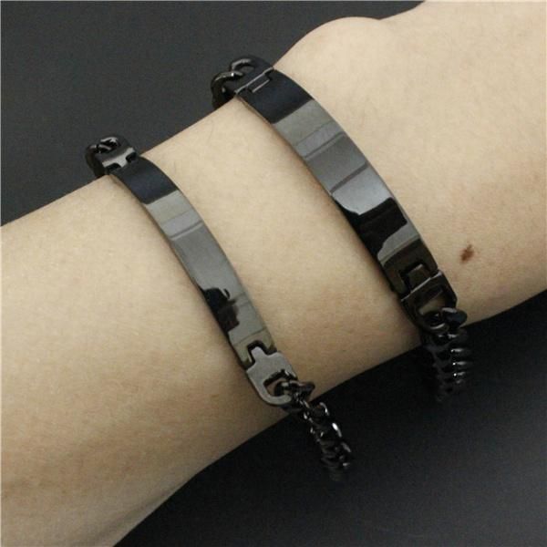 

link, chain 8mm 10mm 12mm est design black simple style polishing bracelet 316l stainless steel fashion jewelry men boy